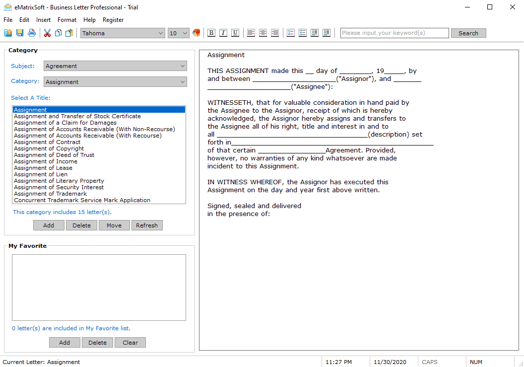 Business Letter Professional 7.32 screenshot