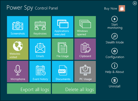 Power Spy logs Facebook, keystrokes, chats, emails, web visits and more.